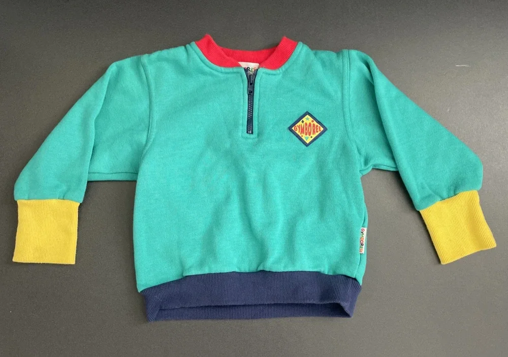 VTG 90s Gymboree GymSport Colorblock Quarter Zip Pullover Sweatshirt Kids Small